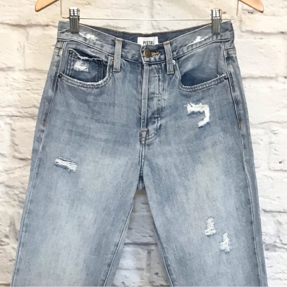 Pistola 25 Charlie High Rise Jeans in Ruthless Women’s Straight Distressed Crop - Picture 4 of 10